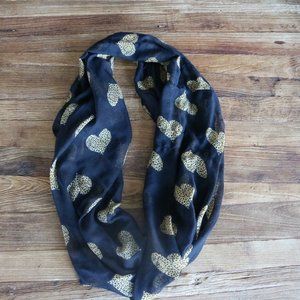 Black with Leopard Print Heart Infinity Scarf